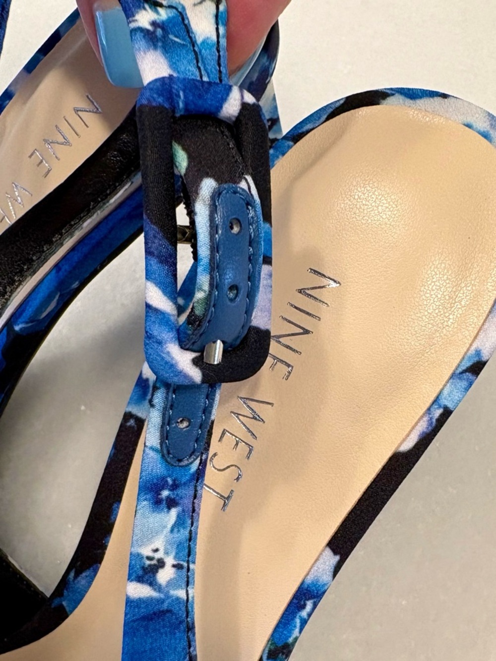 Nine West Blue Floral Pointed Slingback Flats NWOT - Picture 6 of 11